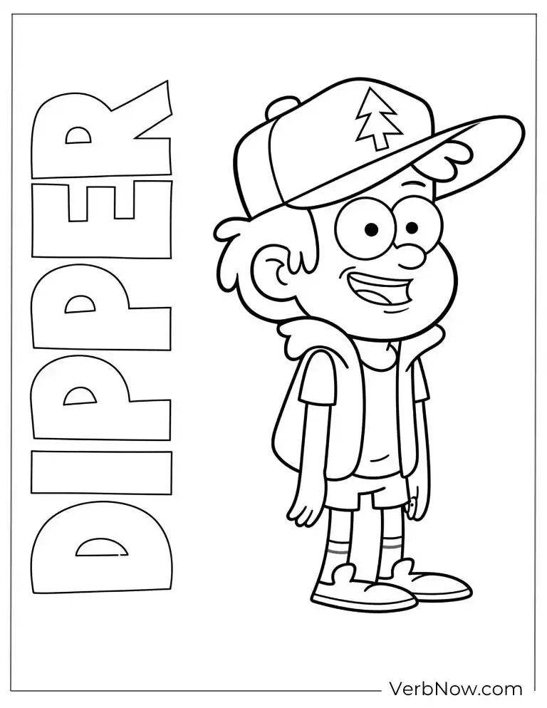 22 Gravity Falls Coloring Pages For Kids (Printable PDF) Dipper Pines Gravity Falls Character Coloring Page