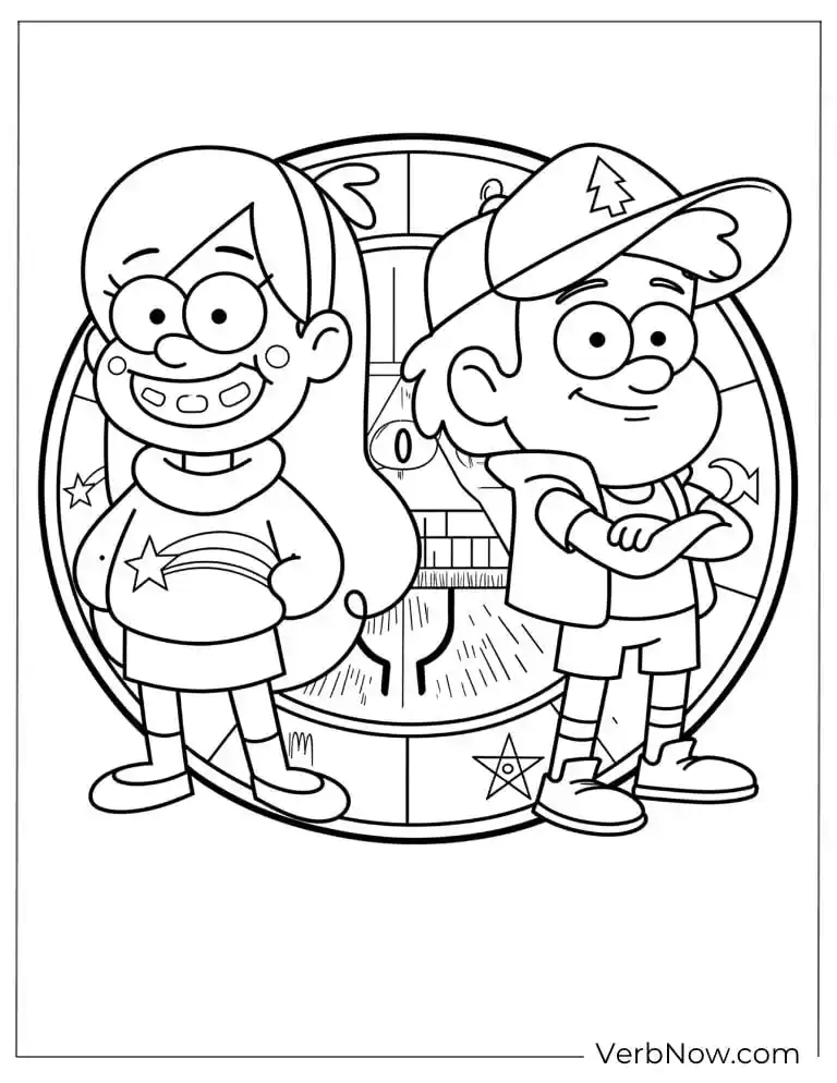 22 Gravity Falls Coloring Pages For Kids (Printable PDF) Gravity Falls Dipper & Mabel Coloring Image