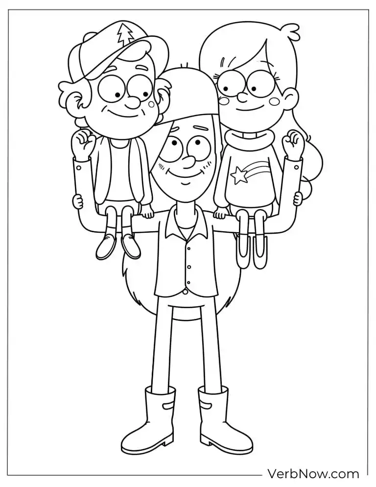 22 Gravity Falls Coloring Pages For Kids (Printable PDF) Gravity Falls Dipper Mabel Soos Coloring Page