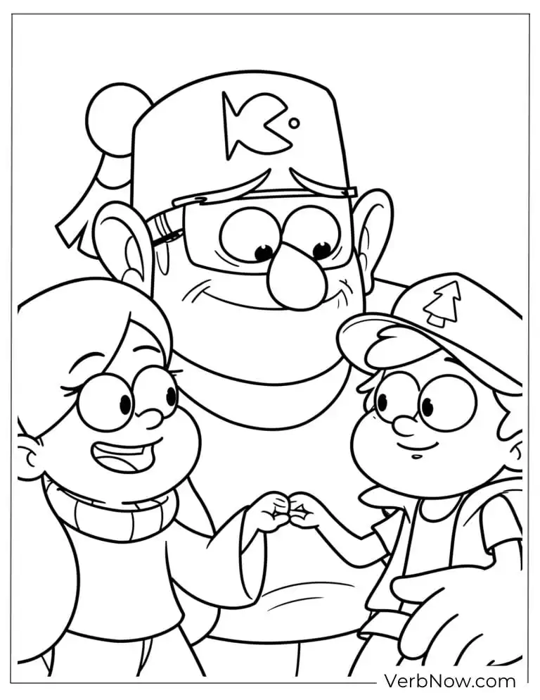 22 Gravity Falls Coloring Pages For Kids (Printable PDF) Gravity Falls Dipper Mabel and Grunkle Stan Coloring Page