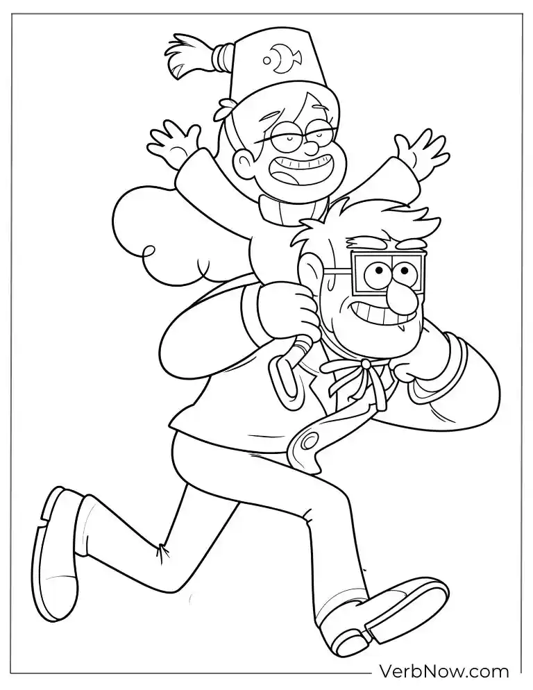 22 Gravity Falls Coloring Pages For Kids (Printable PDF) Gravity Falls Mabel and Grunkle Stan Coloring Page
