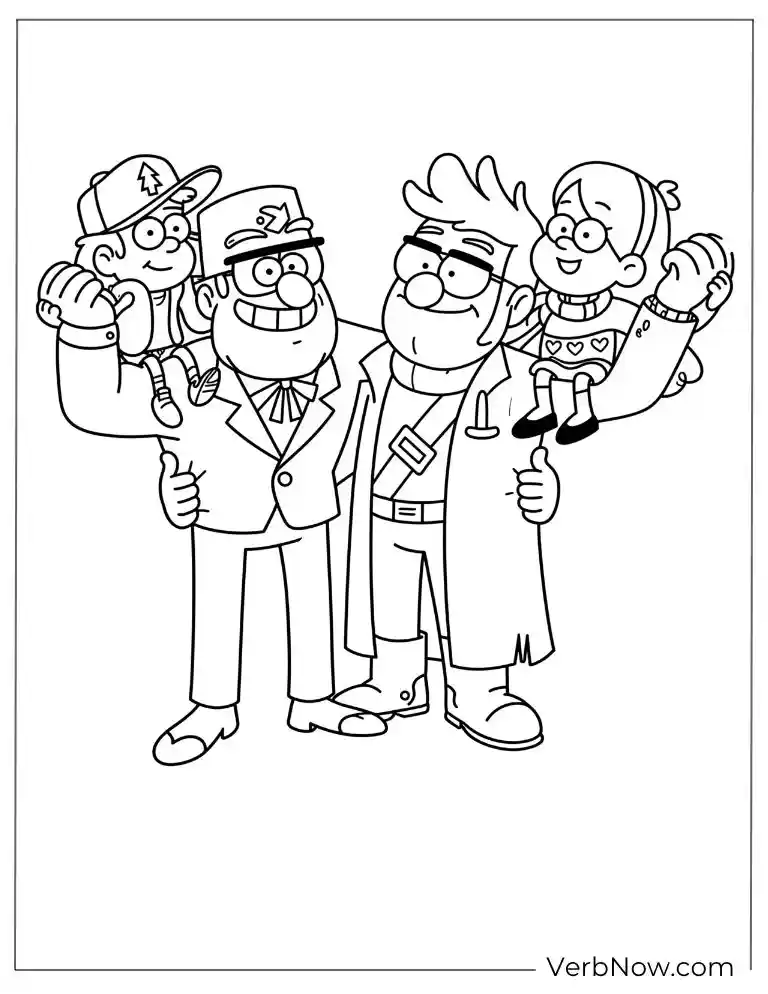 22 Gravity Falls Coloring Pages For Kids (Printable PDF) Gravity Falls Family Portrait Coloring Page