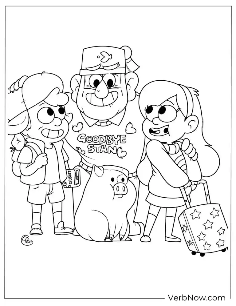 22 Gravity Falls Coloring Pages For Kids (Printable PDF) Gravity Falls Dipper, Mabel & Grunkle Stan Coloring Page