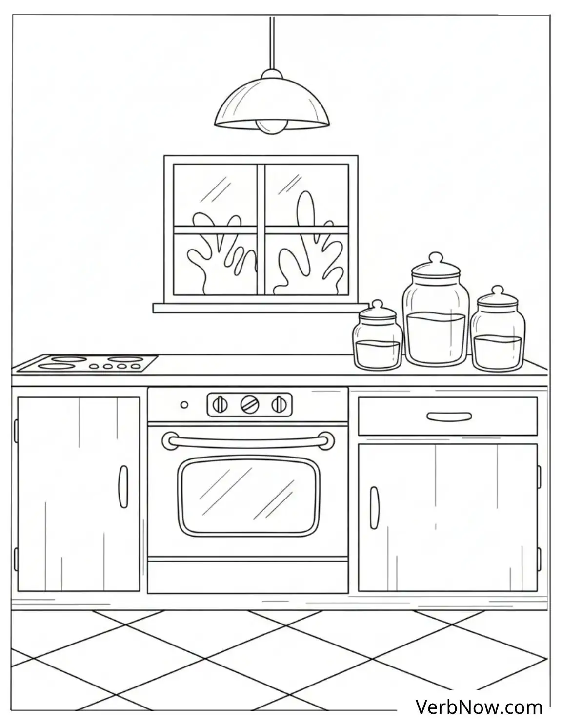22 Free Kitchen Coloring Pages For Kids (Printable PDF) Spooky Kitchen Coloring Page with Hands at Window