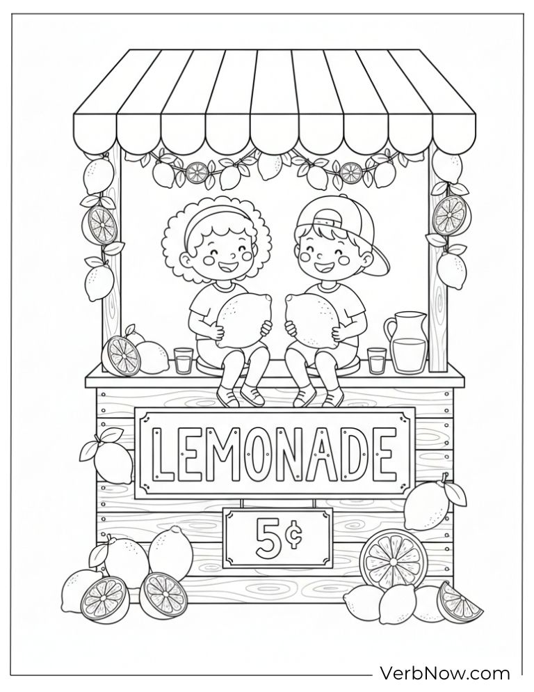 22 Free Lemon Coloring Pages For Kids (Printable PDF) lemon coloring page 10 of 22 — free printable, US Letter