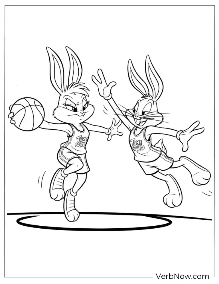 22 Free Looney Tunes Coloring Pages: Super Fun for Everyone! Bugs and Lola Bunny Basketball Coloring Page