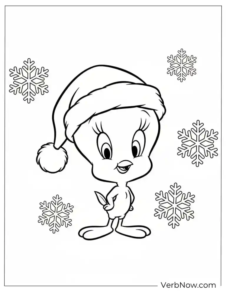 22 Free Looney Tunes Coloring Pages: Super Fun for Everyone! Tweety Bird Christmas Coloring Page with Santa Hat