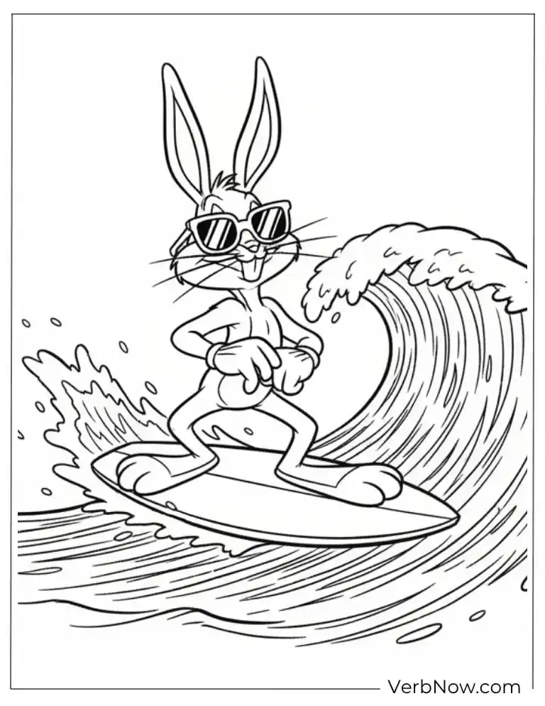 22 Free Looney Tunes Coloring Pages: Super Fun for Everyone! Bugs Bunny Surfing Coloring Page