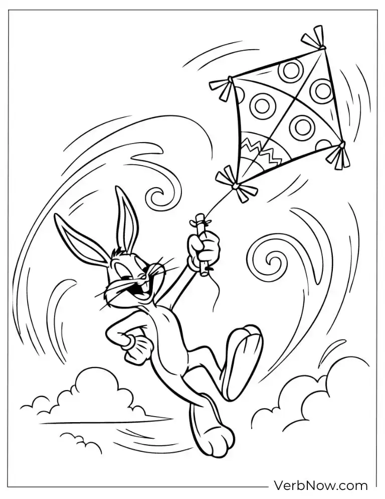 22 Free Looney Tunes Coloring Pages: Super Fun for Everyone! Bugs Bunny Kite Flying Coloring Page