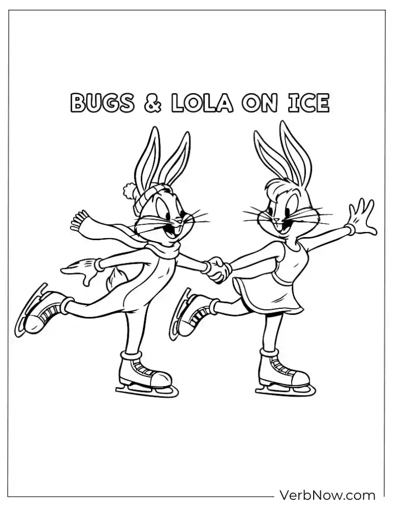 22 Free Looney Tunes Coloring Pages: Super Fun for Everyone! Bugs Bunny & Lola Bunny Ice Skating Coloring Sheet