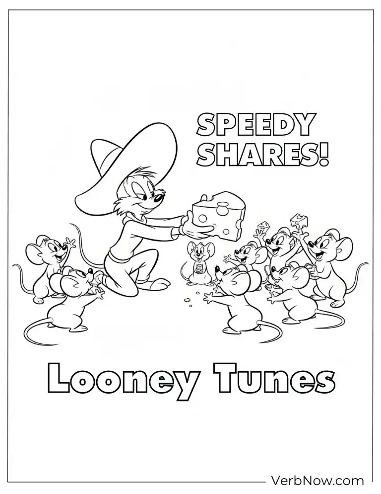 22 Free Looney Tunes Coloring Pages: Super Fun for Everyone! Looney Tunes Speedy Gonzales Shares Cheese Coloring