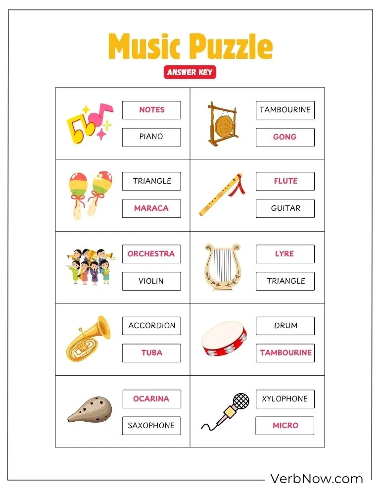10+ Free Music Puzzles For Fun (100% Printable PDF) Music Vocabulary Puzzle Answer Key