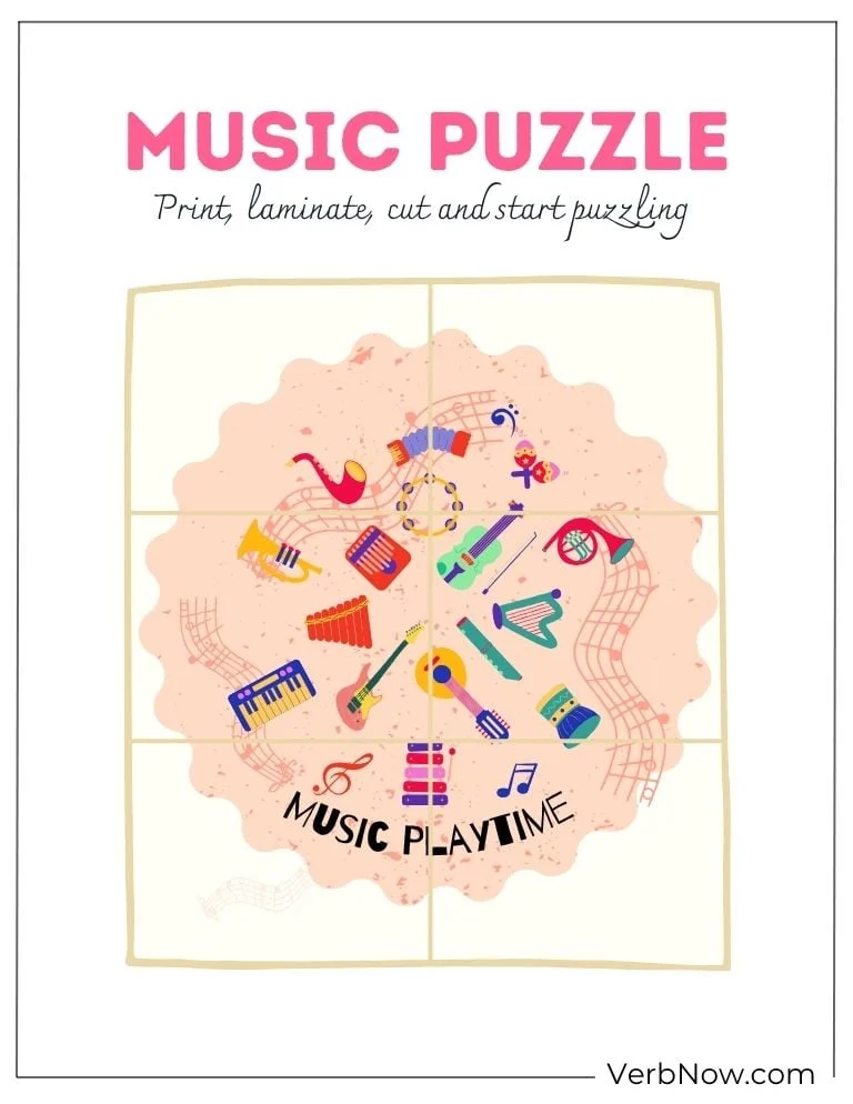 10+ Free Music Puzzles For Fun (100% Printable PDF) Printable Music Instruments Puzzle for Kids Activity