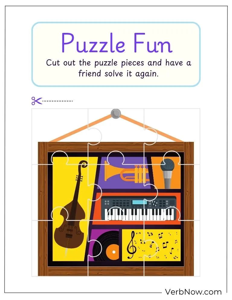 10+ Free Music Puzzles For Fun (100% Printable PDF) Musical Instrument Cut Out Puzzle Worksheet