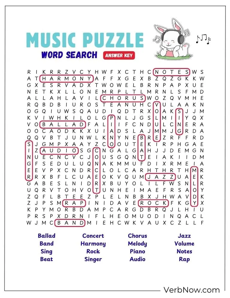 10+ Free Music Puzzles For Fun (100% Printable PDF) Music Terms Word Search Puzzle Answer Key
