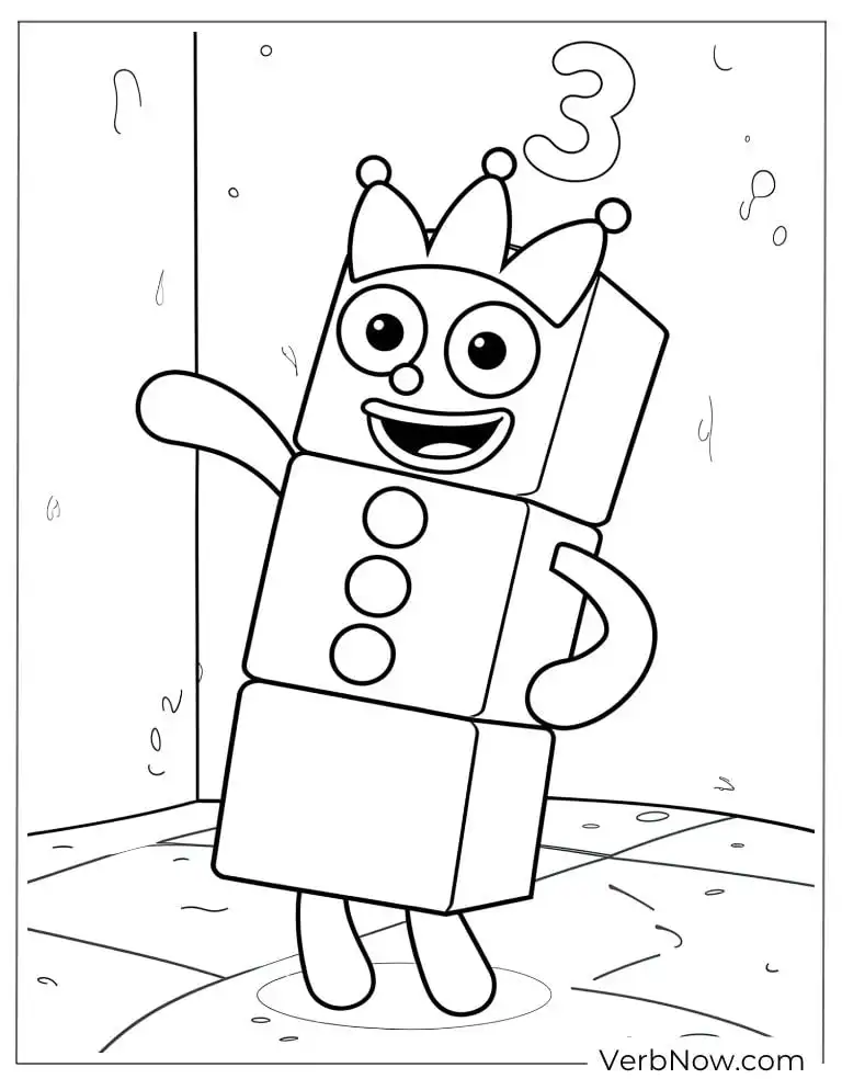 22 Free Numberblocks Coloring Pages (100% Printable PDF) Numberblocks Three Coloring Page
