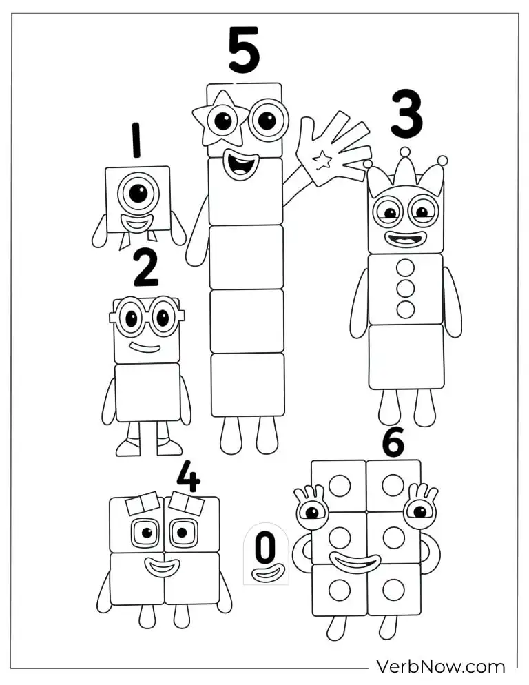 22 Free Numberblocks Coloring Pages (100% Printable PDF) Numberblocks Coloring Page: Characters 0 to 6