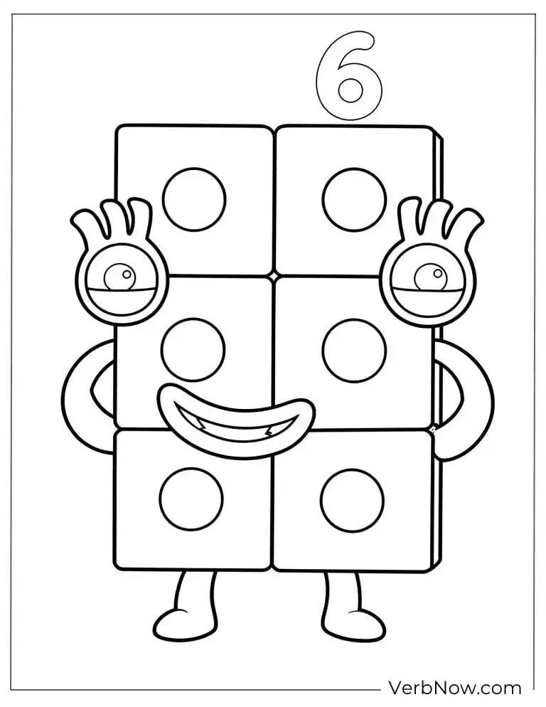 22 Free Numberblocks Coloring Pages (100% Printable PDF) Number 6 Math Block Coloring Page