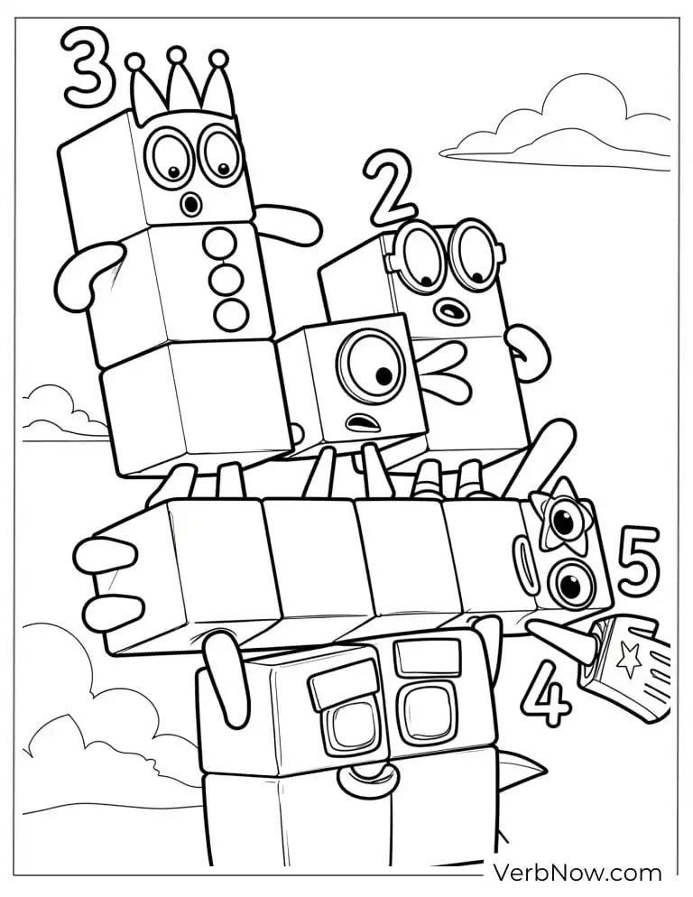 22 Free Numberblocks Coloring Pages (100% Printable PDF) Numberblocks 2 3 4 5 Stacking Coloring Page
