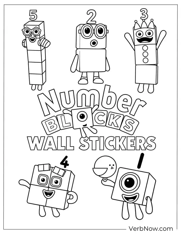 22 Free Numberblocks Coloring Pages (100% Printable PDF) Numberblocks 1-5 Coloring Page for Wall Stickers