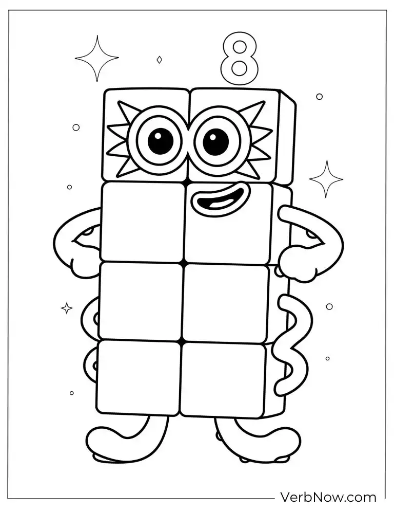 22 Free Numberblocks Coloring Pages (100% Printable PDF) Numberblocks Eight Octoblock Coloring Page Printable
