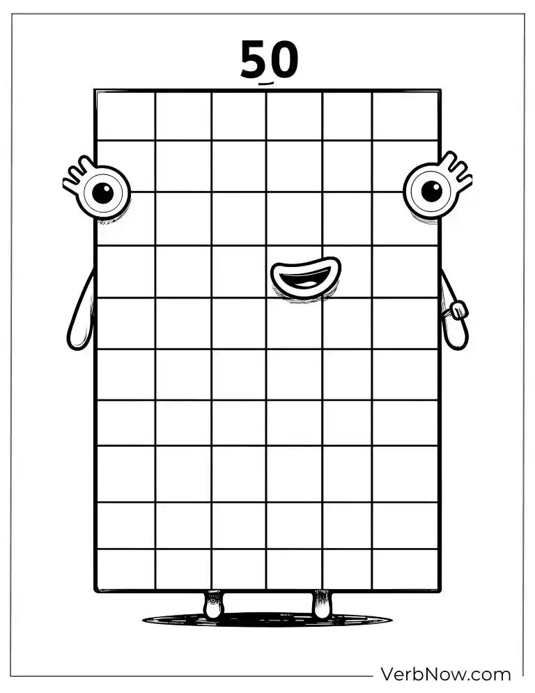 22 Free Numberblocks Coloring Pages (100% Printable PDF) Number 50 Block Character Coloring Page Printable