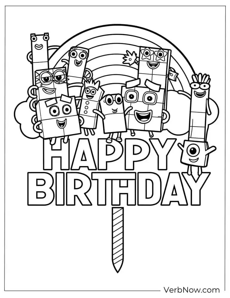 22 Free Numberblocks Coloring Pages (100% Printable PDF) Numberblocks Happy Birthday Coloring Page Printable