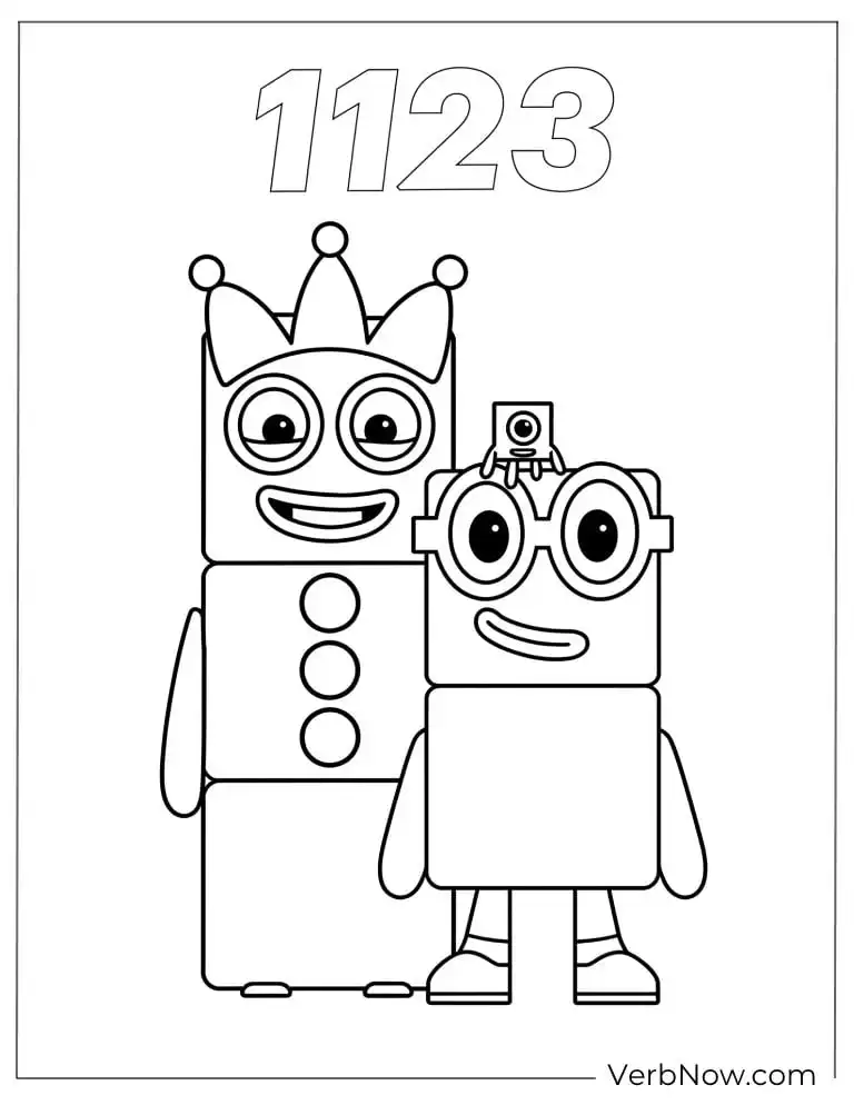 22 Free Numberblocks Coloring Pages (100% Printable PDF) Numberblocks 1123 Coloring Page for Kids