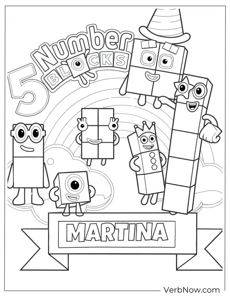22 Free Numberblocks Coloring Pages (100% Printable PDF) Free Numberblocks 5 Martina Printable Coloring Page