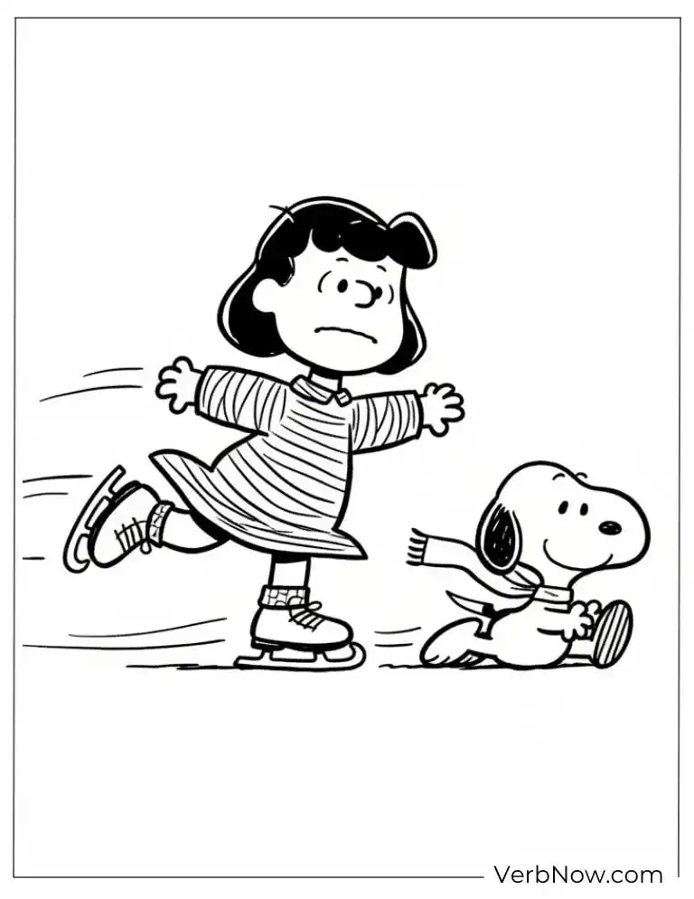 22 Free Peanuts Coloring Pages for Kids (Printable PDF) Lucy Ice Skating and Snoopy Sliding Peanuts Coloring
