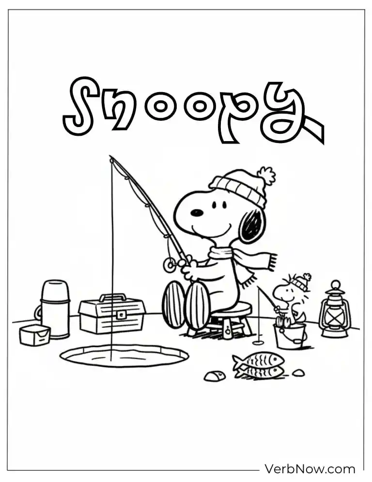 22 Free Peanuts Coloring Pages for Kids (Printable PDF) Snoopy and Woodstock Ice Fishing Coloring Page