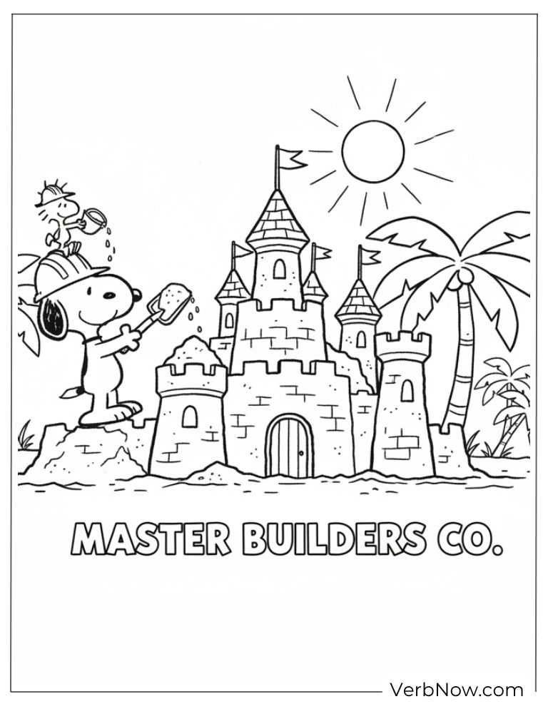 22 Free Peanuts Coloring Pages for Kids (Printable PDF) Snoopy Sandcastle Coloring Page Master Builders Co