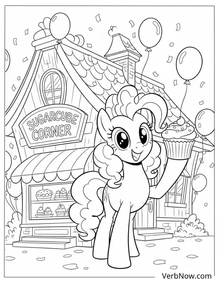 MLP Pinkie Pie Cupcake Bakery Coloring Sheet