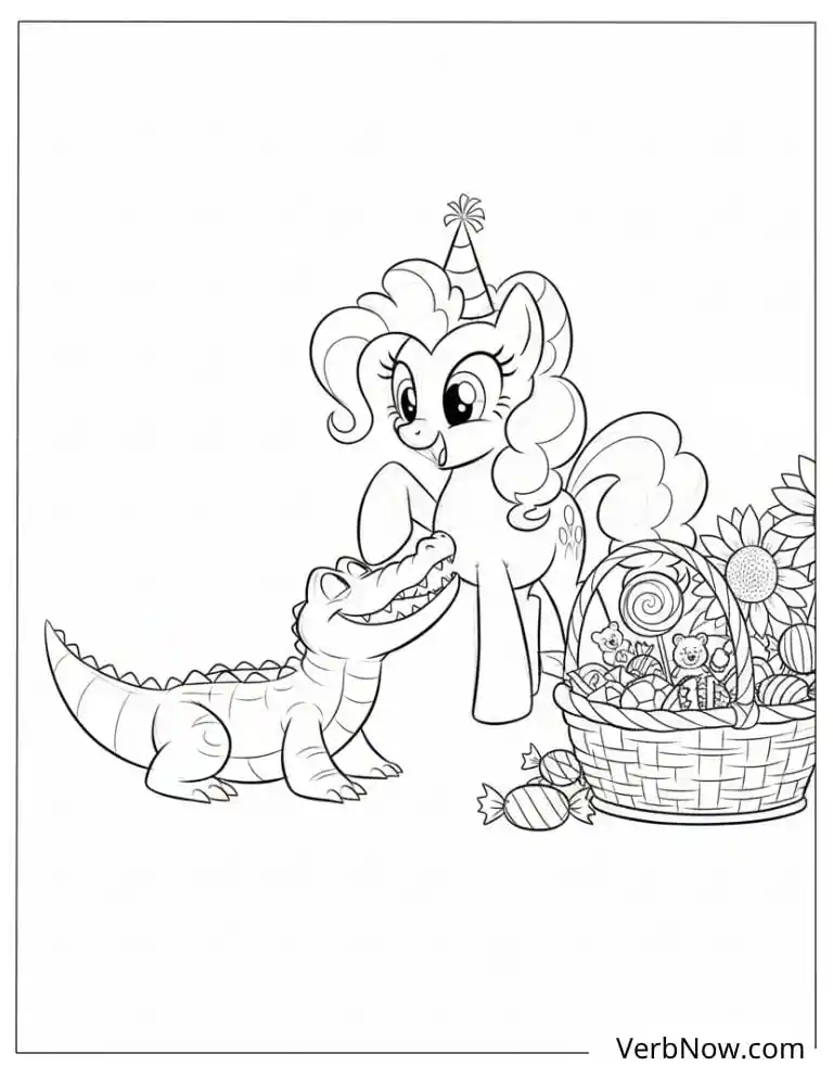 Pinkie Pie and Gummy Party Coloring Page