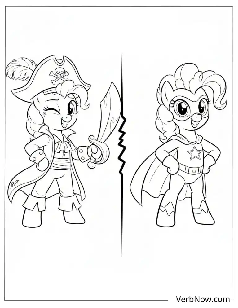 Pinkie Pie Pirate & Superhero Costumes Coloring Page