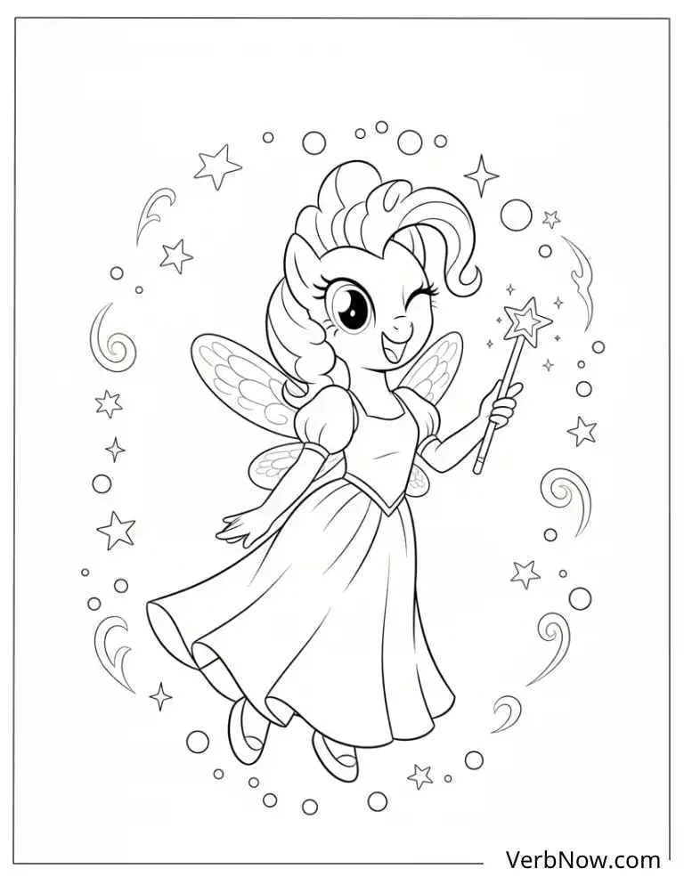 Pony Fairy Princess Coloring Page with Magic Wand