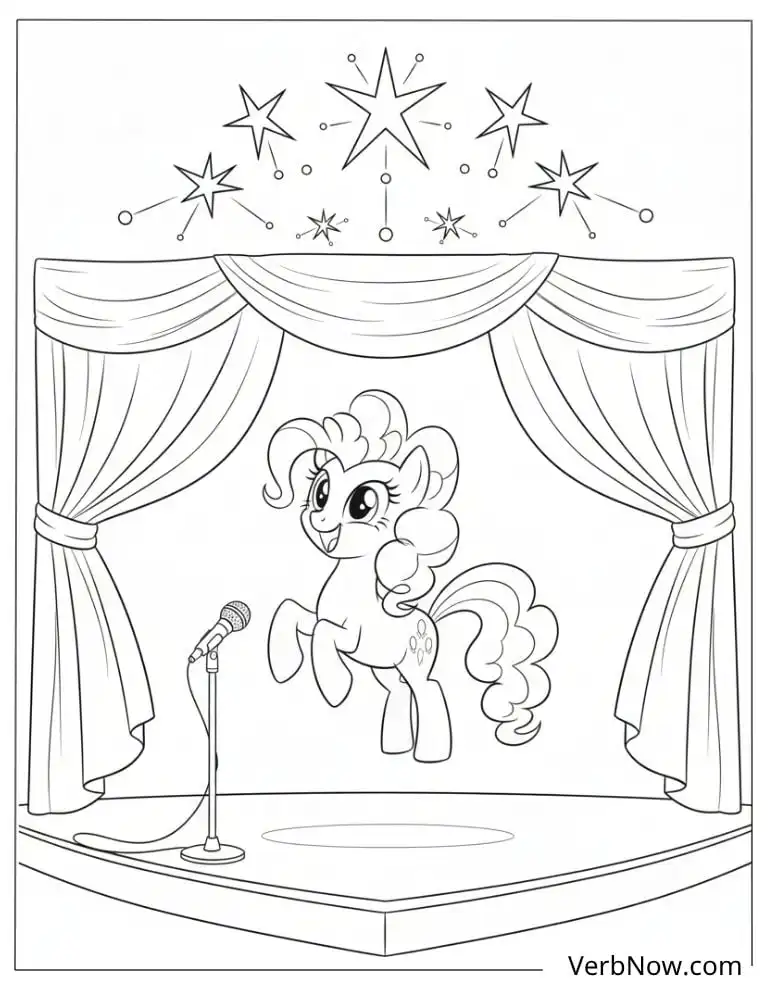 Pinkie Pie Singing on Stage Coloring Page