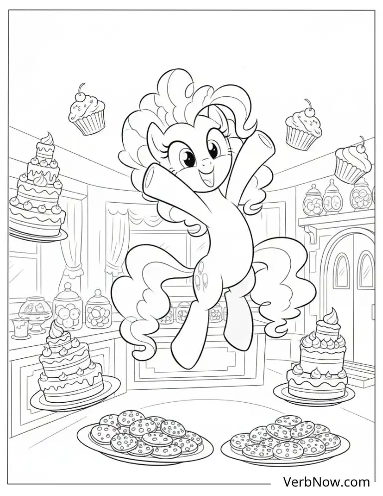 Pinkie Pie with Cakes and Cookies Coloring Page