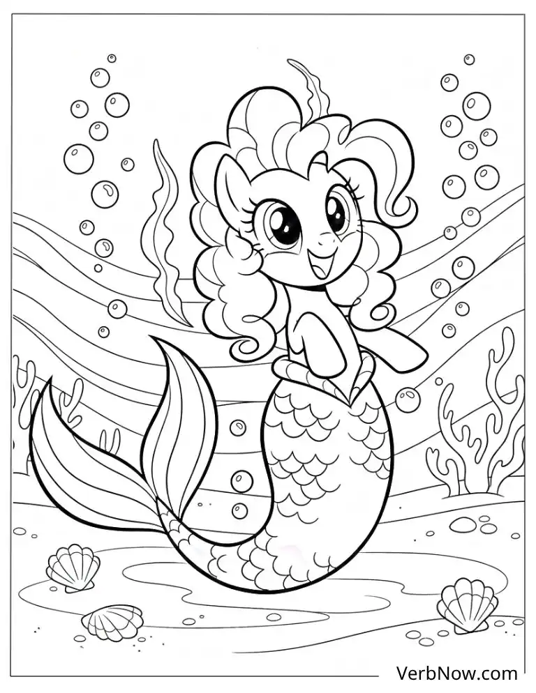 Pinkie Pie Mermaid Coloring Page Outline