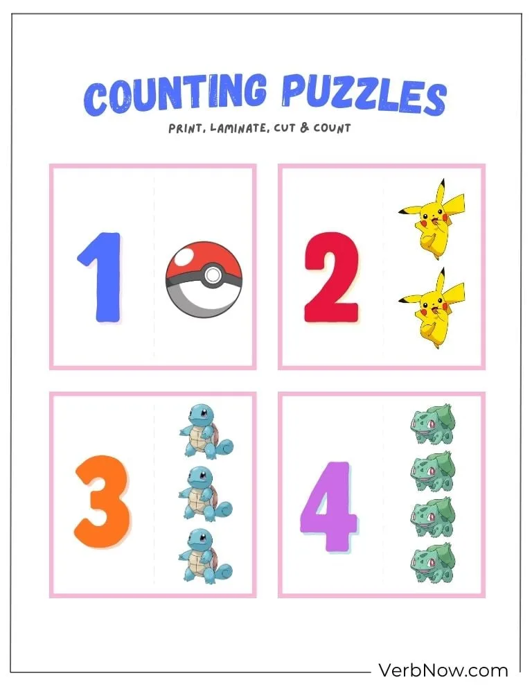 10+ Free Pokemon Puzzles For Fun (100% Printable PDF) Pokemon Counting Puzzles Printable 1-4
