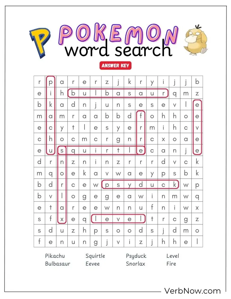 10+ Free Pokemon Puzzles For Fun (100% Printable PDF) Pokemon Word Search Puzzle Answer Key