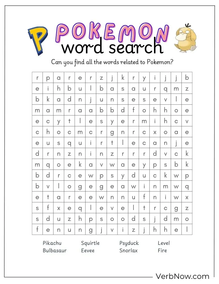 10+ Free Pokemon Puzzles For Fun (100% Printable PDF) Pokemon Word Search Puzzle Printable Activity