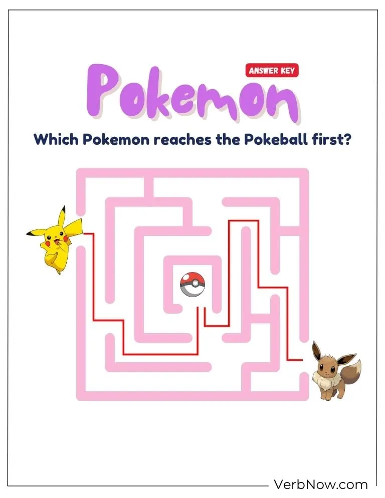 10+ Free Pokemon Puzzles For Fun (100% Printable PDF) Pokemon Maze Puzzle: Pikachu vs Eevee Answer Key