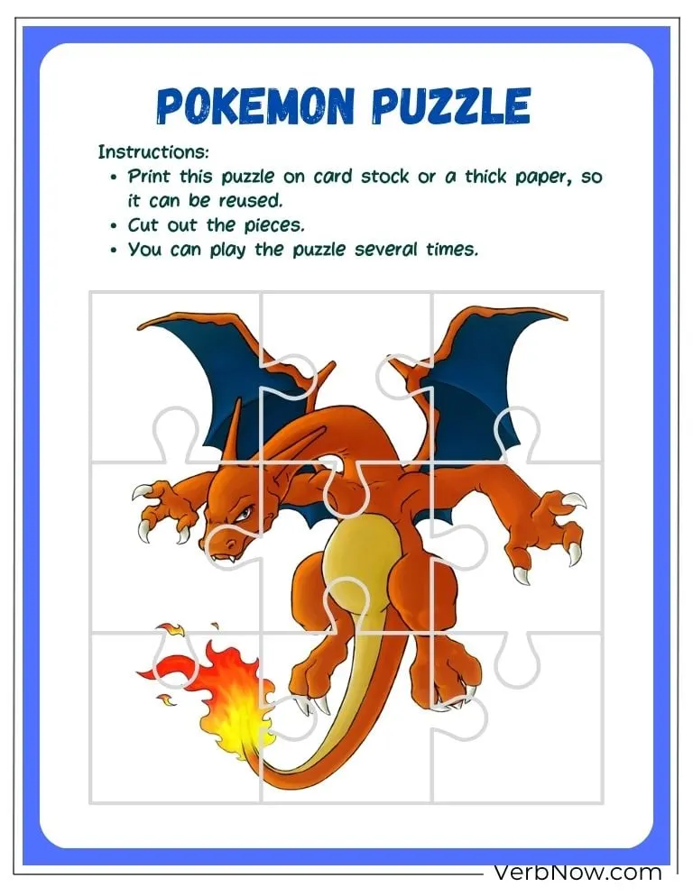 10+ Free Pokemon Puzzles For Fun (100% Printable PDF) Charizard Pokemon Printable Jigsaw Puzzle