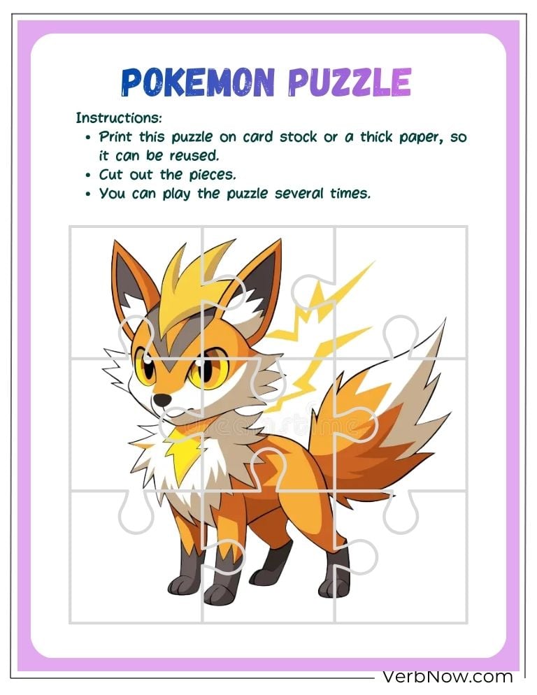 10+ Free Pokemon Puzzles For Fun (100% Printable PDF) Printable Pokemon Electric Fox Jigsaw Puzzle