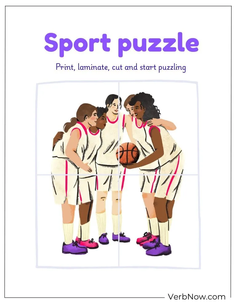 10+ Free Sports Puzzles For Kids (100% Printable PDF) Printable Basketball Team Huddle Sport Puzzle