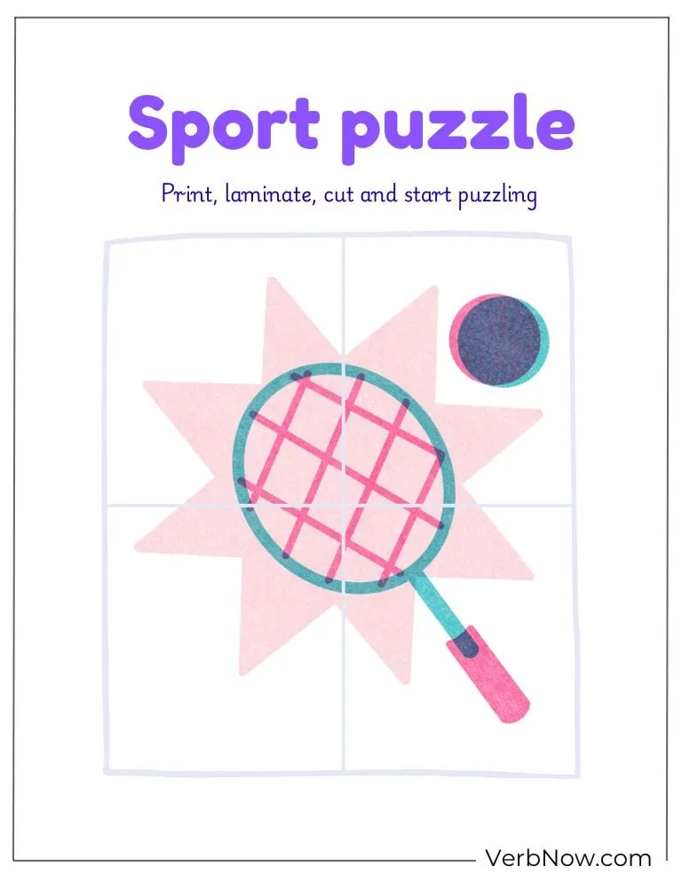 10+ Free Sports Puzzles For Kids (100% Printable PDF) Sport Puzzle Printable Worksheet: Racket and Ball