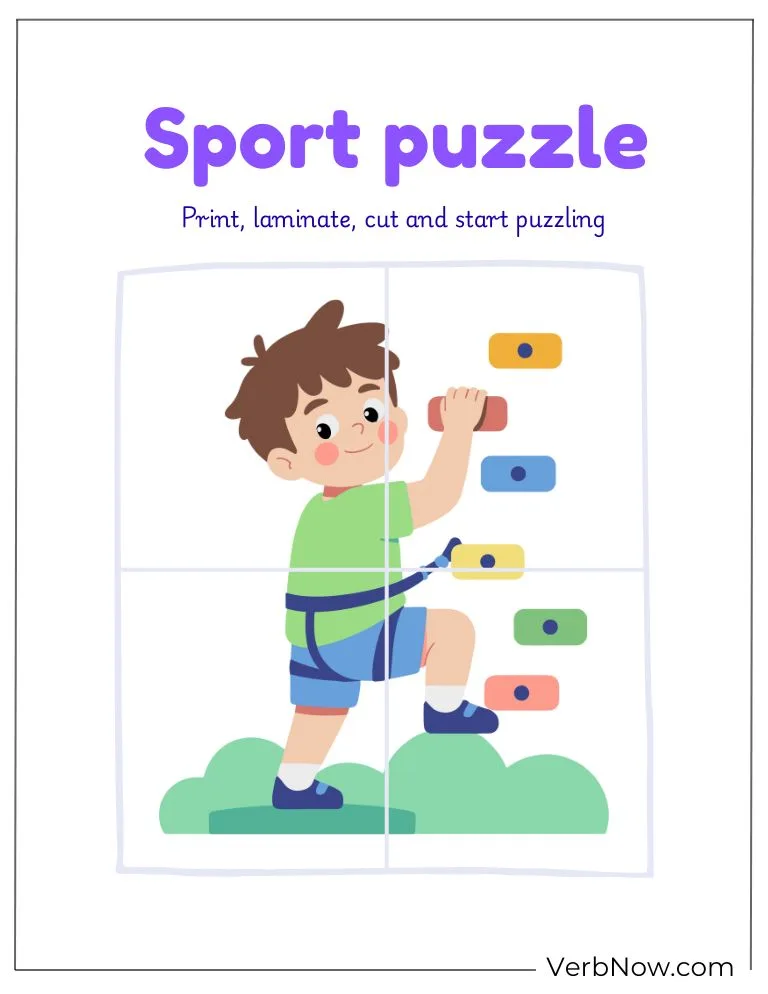 10+ Free Sports Puzzles For Kids (100% Printable PDF) Printable Kids Rock Climbing Sport Puzzle