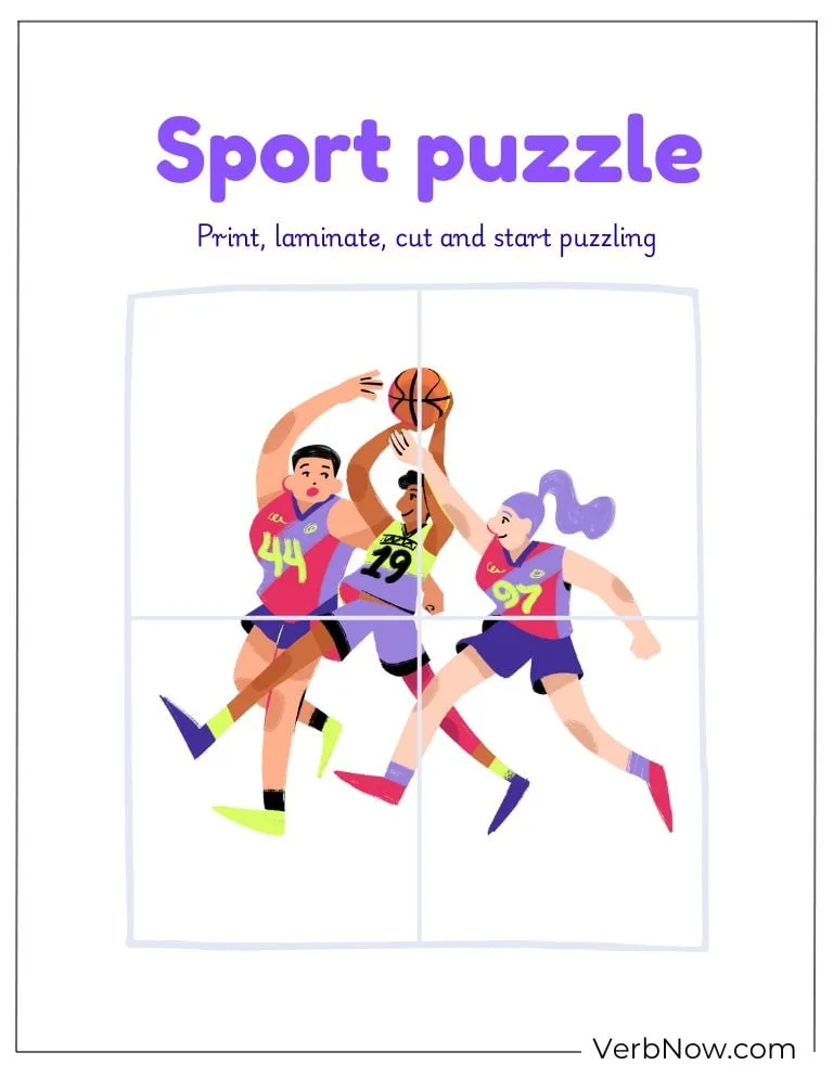 10+ Free Sports Puzzles For Kids (100% Printable PDF) Basketball Sport Puzzle Printable Activity