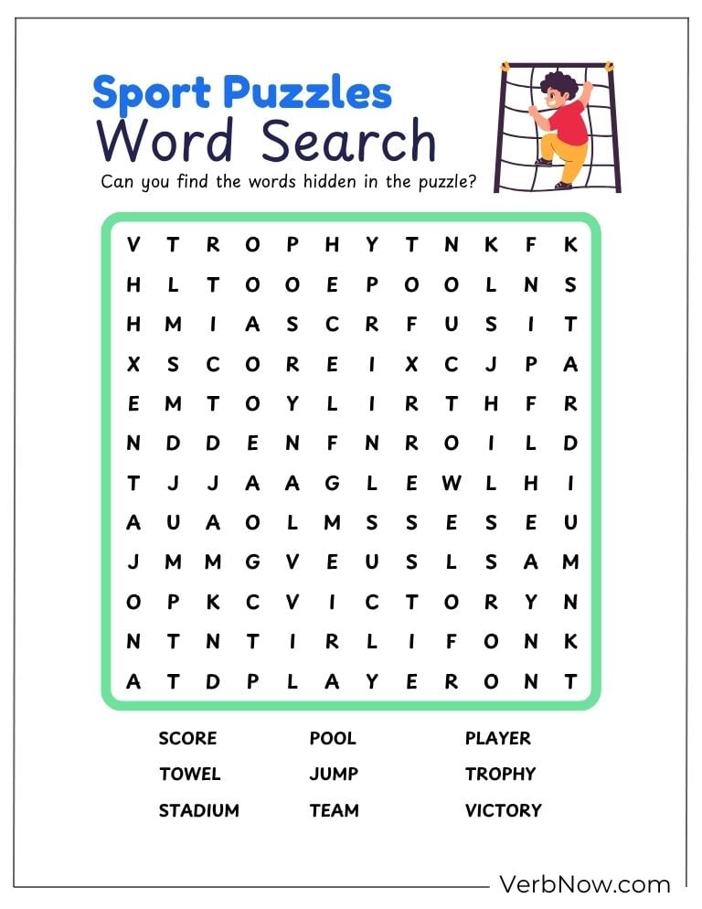 10+ Free Sports Puzzles For Kids (100% Printable PDF) Kids Sports Word Search Puzzle Printable Activity